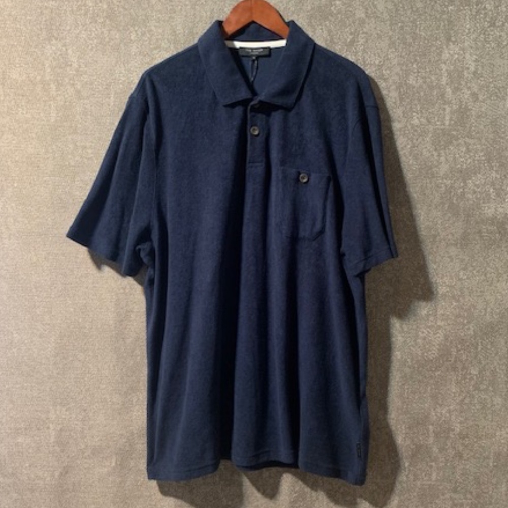 Ted Baker London Toweling Terry Cloth Polo Shirt NWT - size 5/XL Navy